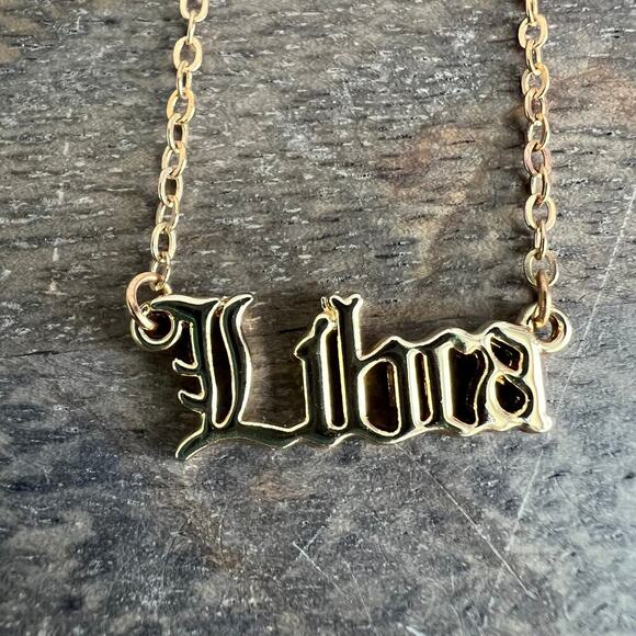 🍭6/$30 Gold tone Libra Pendant Chain Gothic Zodiac Necklace - Picture 2 of 3